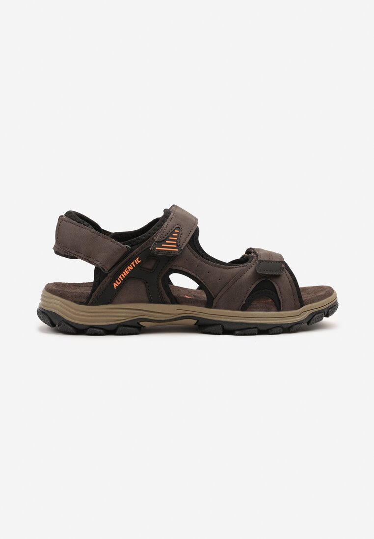 Sandale Sport Maro-Portocalii cu Branț din Piele cu Model Geometric Natasena