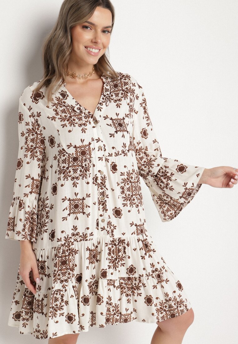 Rochie Maro din viscoză cu model geometric Filavara