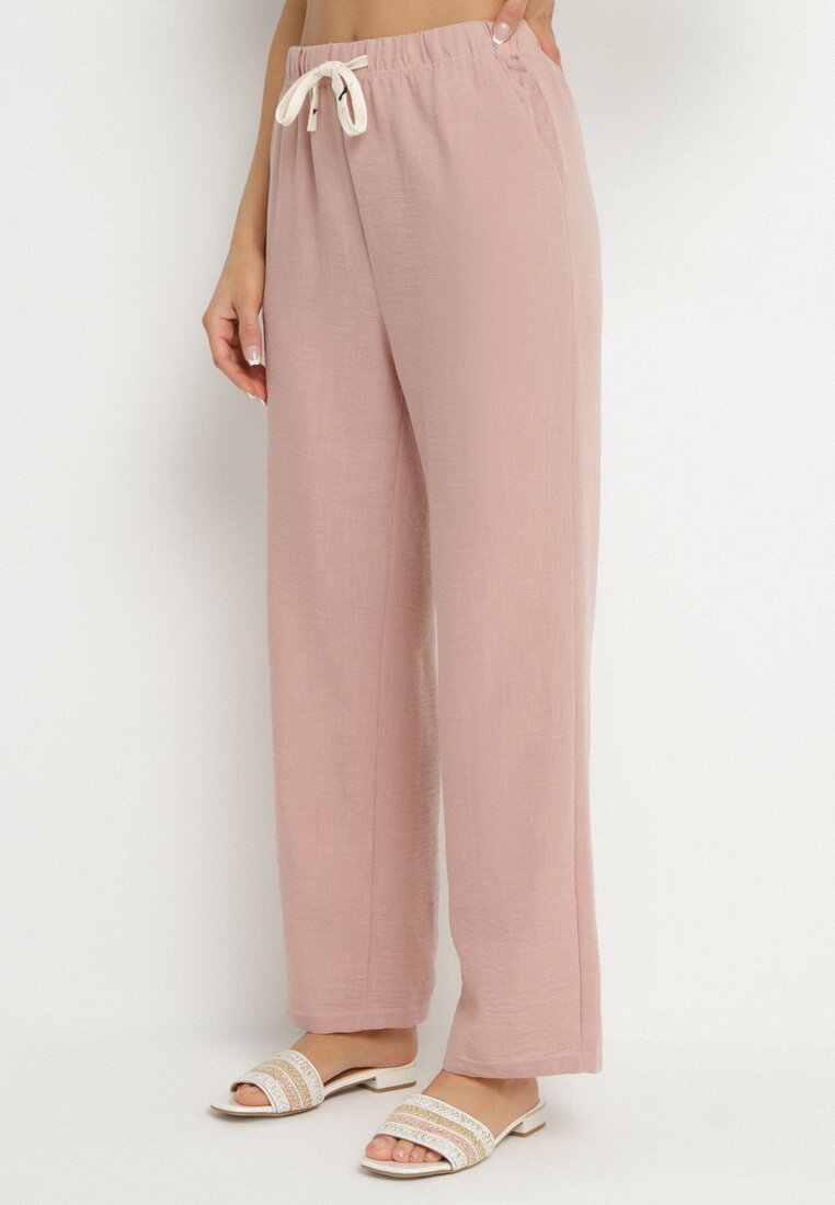Pantaloni Roz cu croială largă, cu elastic și șnur în talie Mirastra