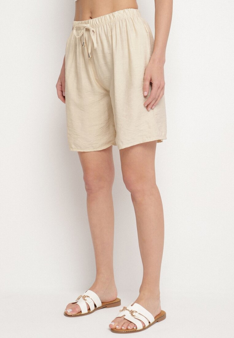 Pantaloni scurți Bej Decorați cu șnur Lunareina