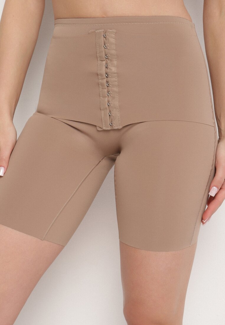 Pantaloni scurți modelatori cu talie înaltă bej închis Lirazelle