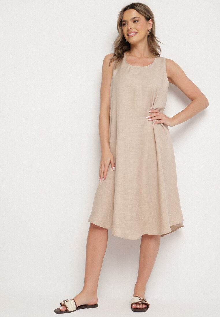 Rochie Bej Evazată Clasică Lunetira