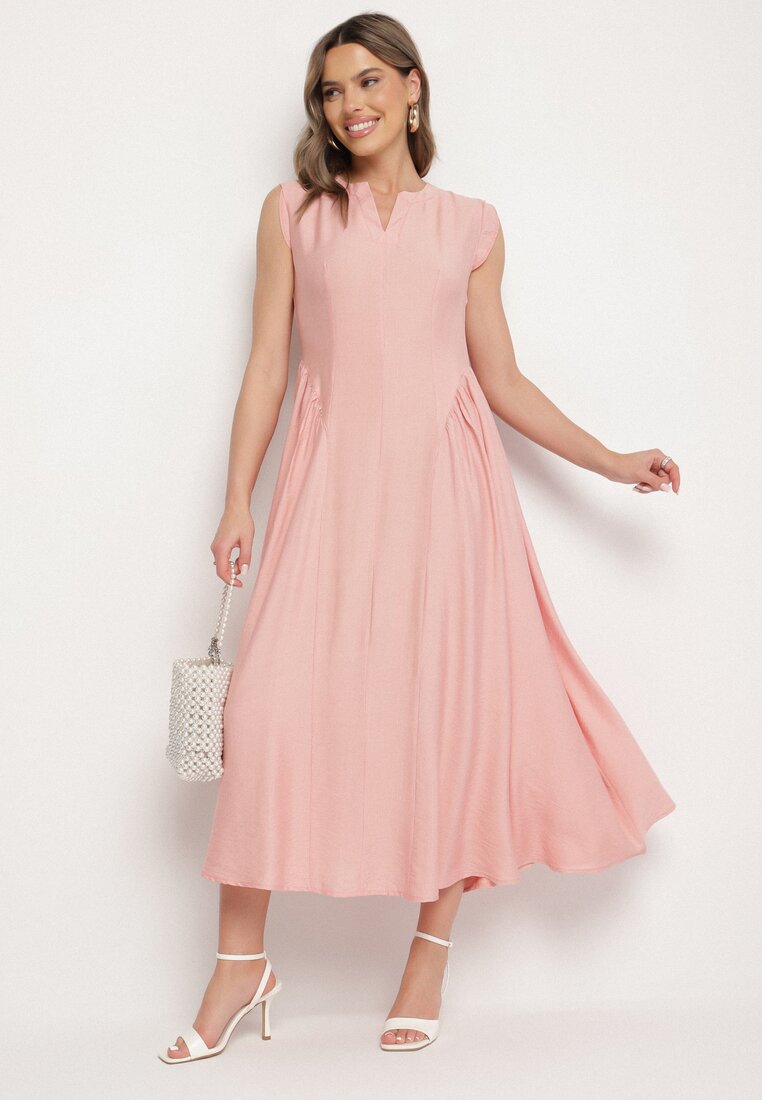 Rochie Roz din Viscoză cu croială evazată Lirice