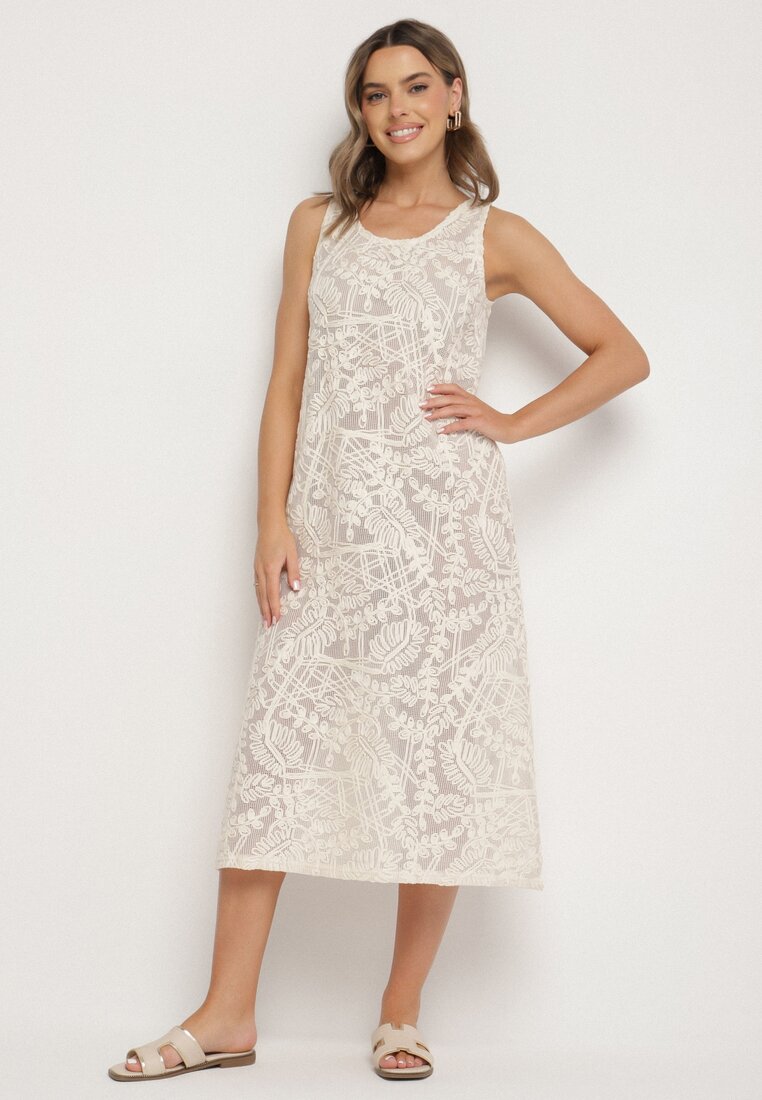 Rochie Bej Croșetată din Bumbac stil Boho Baniretia