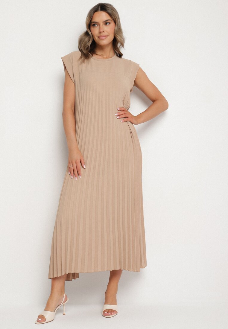 Rochie bej plisată Mavence