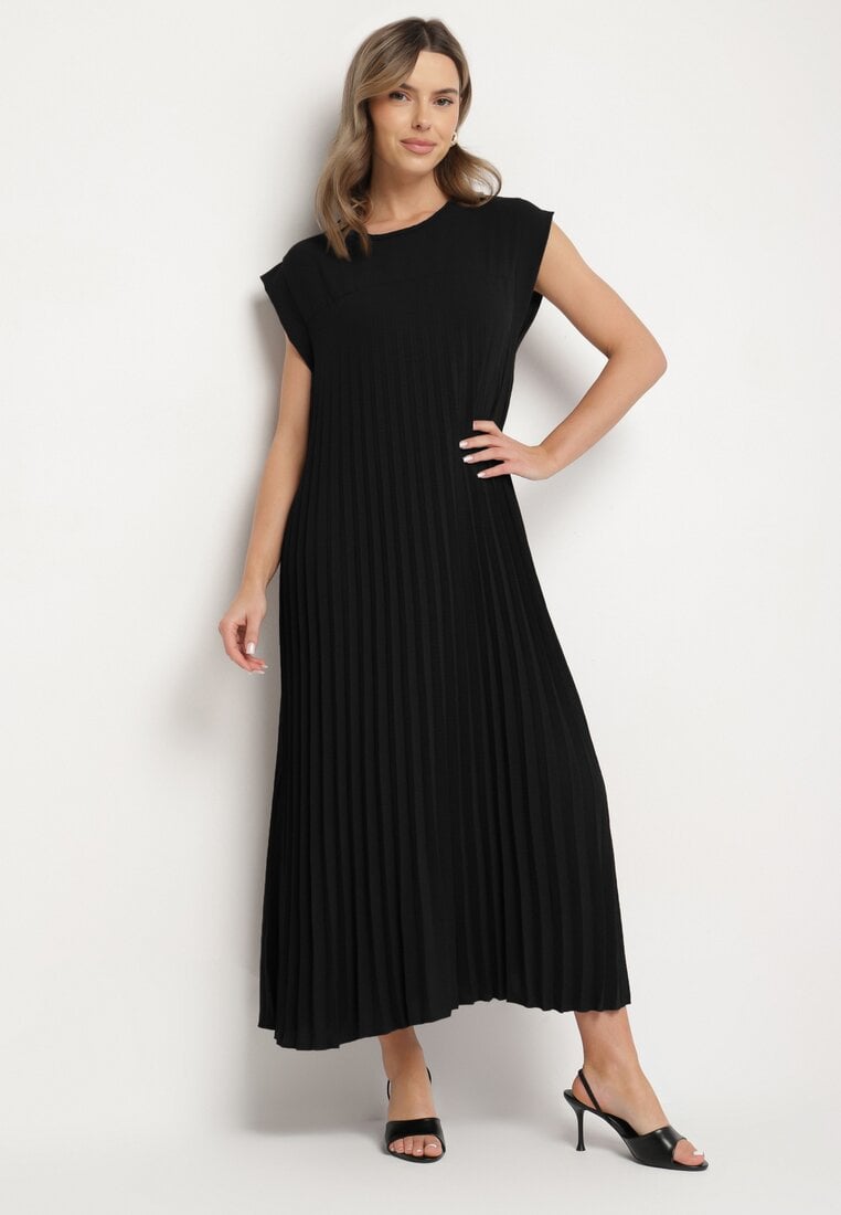 Rochie Neagră Plisată Mavence