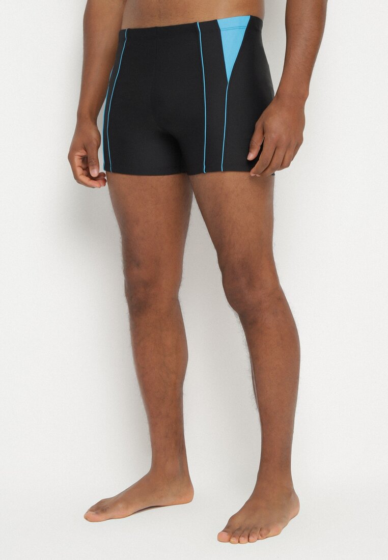 Slip de baie Negre cu Triunghiuri cu Dungi Sarivere