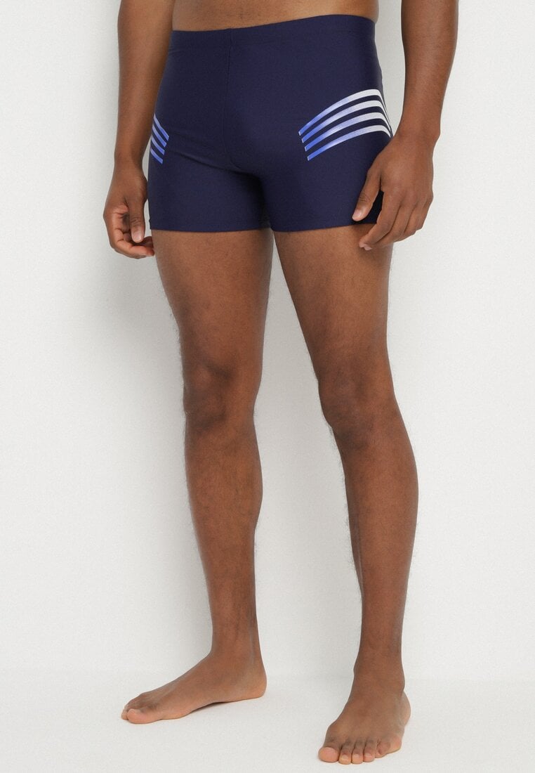 Chiloți de baie Bleumarin-Albastre cu șnur și benzi decorative delicate