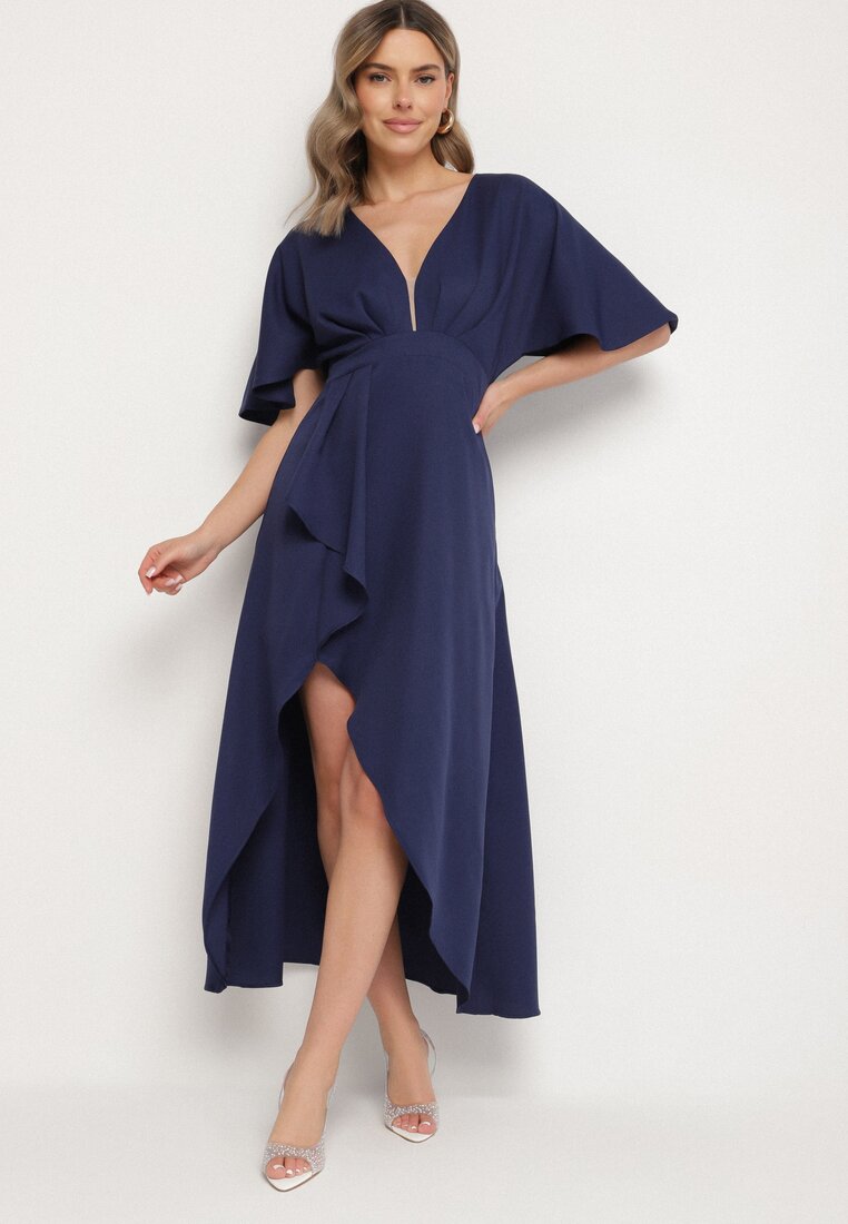 Rochie De cocktail Bleumarin Vices Cu croială asimetrică Cu volan Finexia