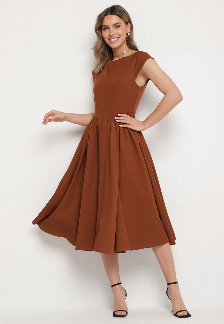 Rochie Evazată Maro Vices cu Decolteu Tip Bărcuță Milasena