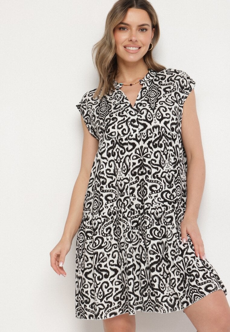 Rochie Neagră De bumbac Cu croi evazat supradimensionată Liravina