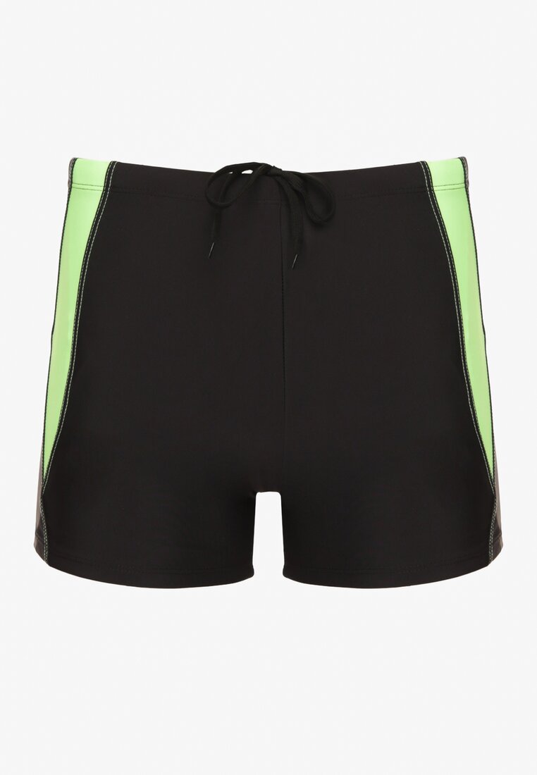 Pantaloni scurți de baie boxeri verzi deschiși cu șnur în talie Milannea