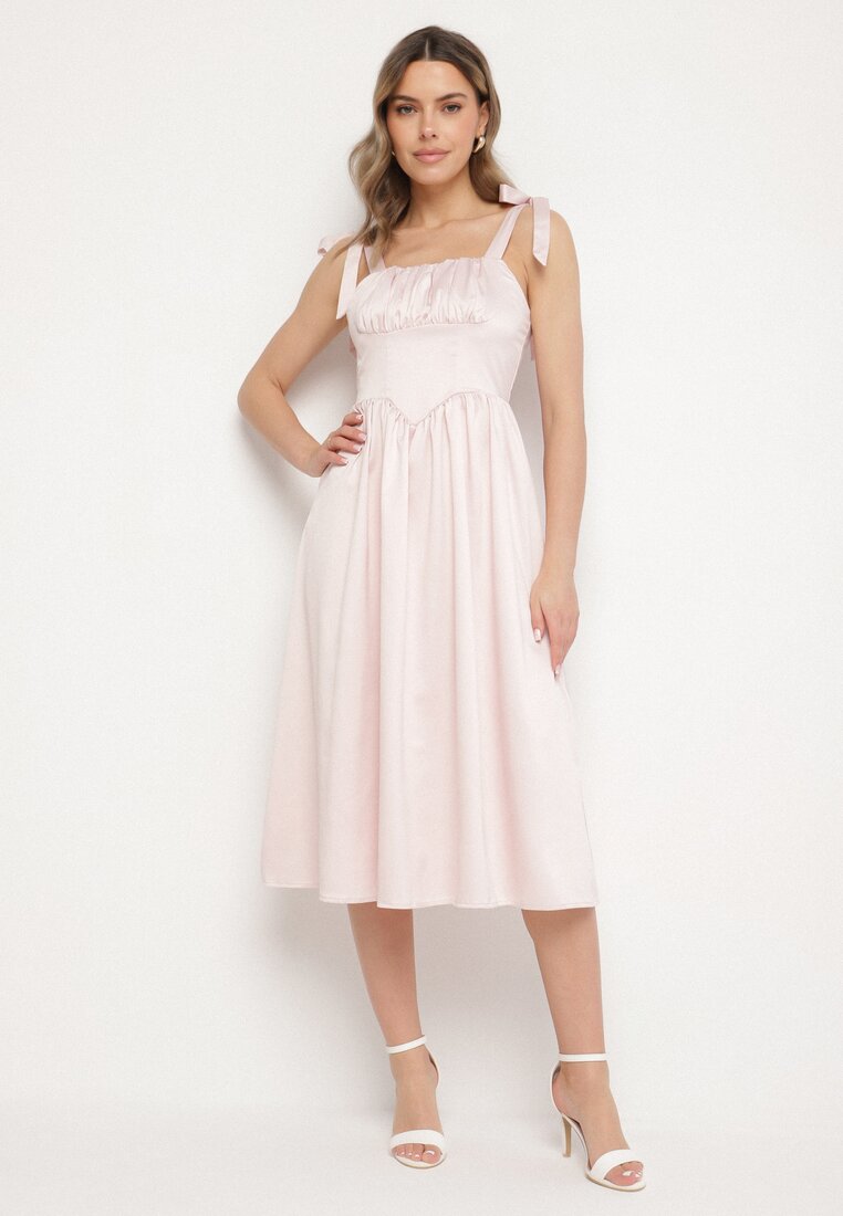 Rochie Roz Evazată Vices cu Bretele Legate Natavine