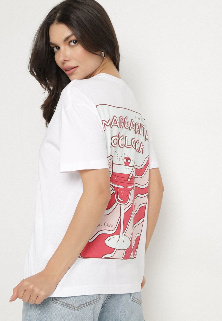 T-shirt Alb cu roșu