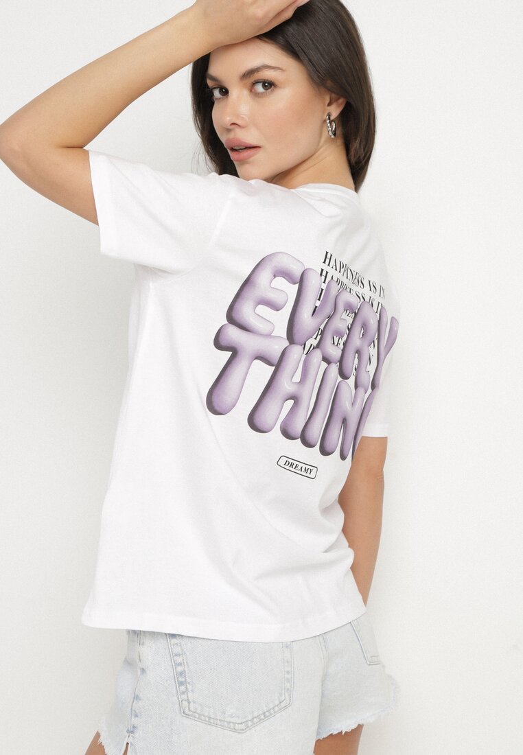 T-shirt Alb cu mov