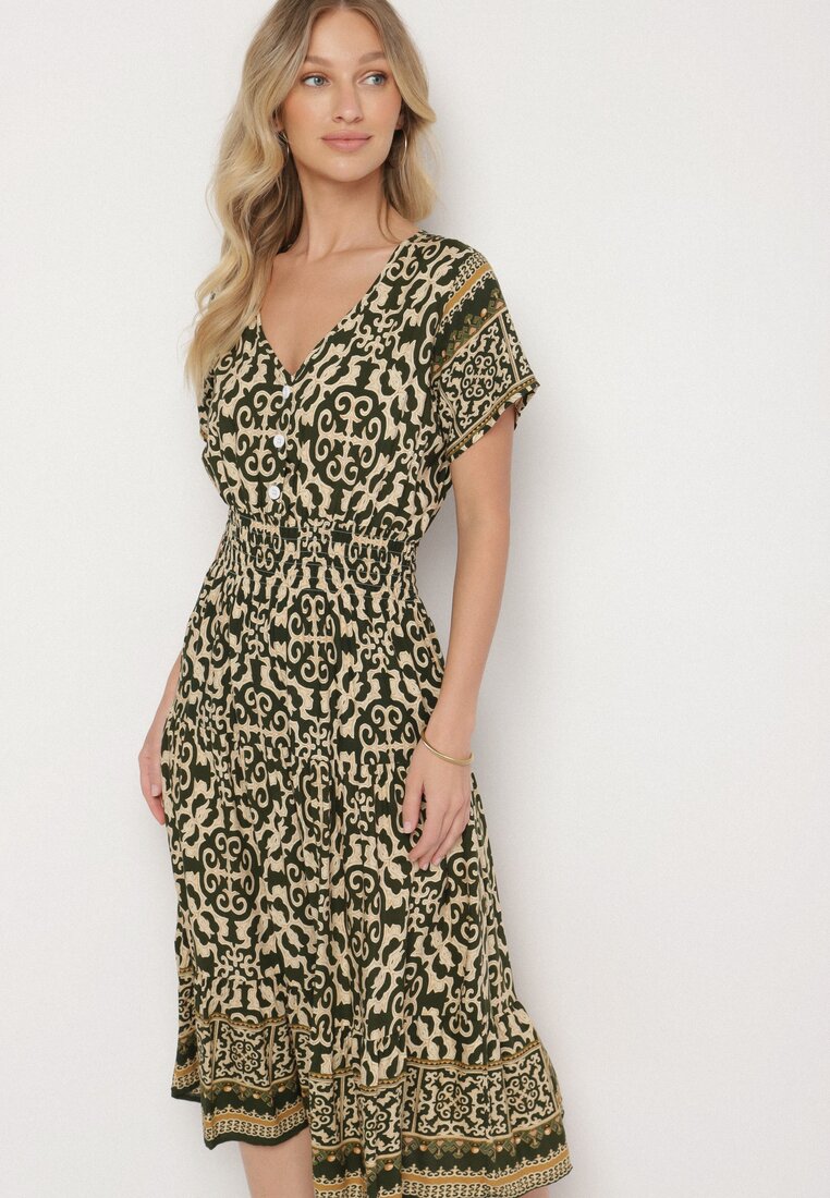 Rochie Verde cu bej
