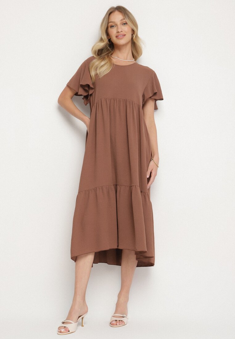 Rochie Maro cu croi evazat din Viscoză Filastia