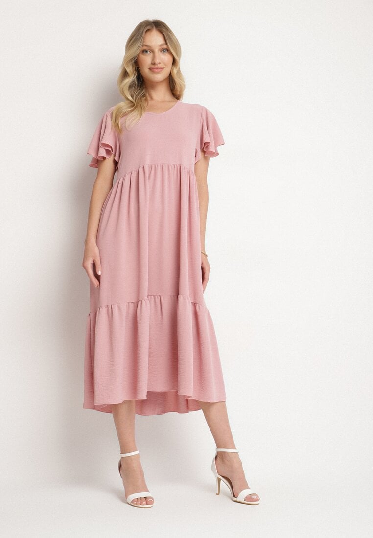 Rochie Roz cu croi evazat din viscoză Filastia