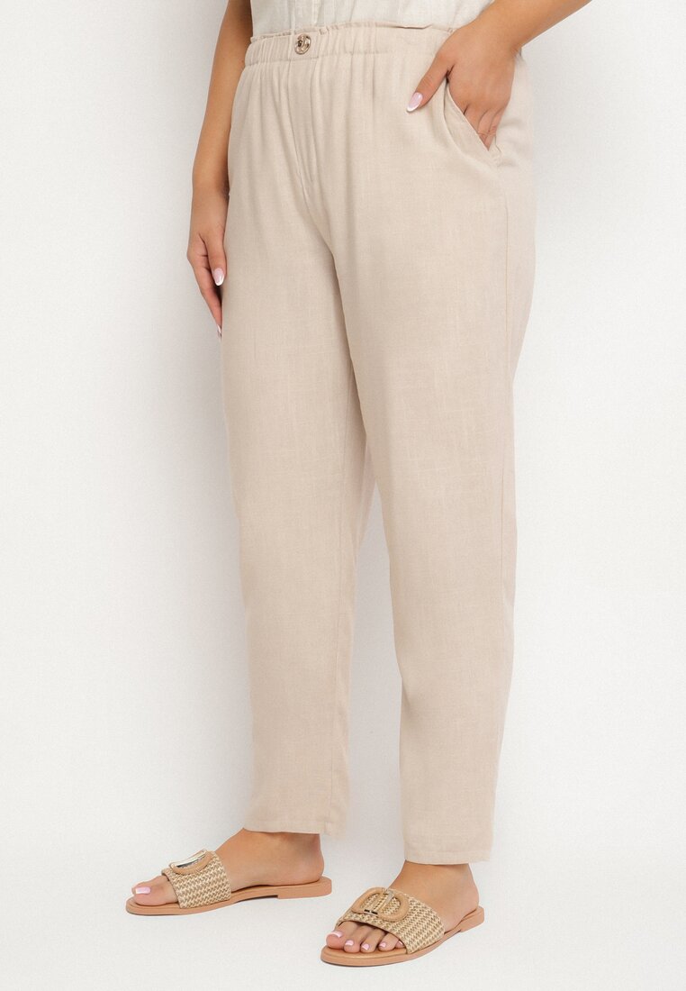 Pantaloni Bej deschis cu In cu Croială Clasică Liravaia