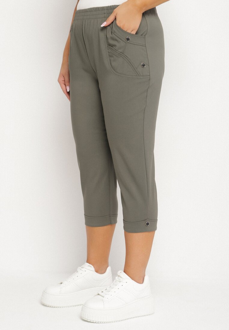 Pantaloni Verzi din Viscoză și nasturi decorativi Lireza