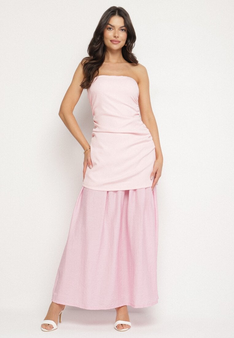 Rochie de cocktail Roz Tip bandeau cu drapaj Izelessa