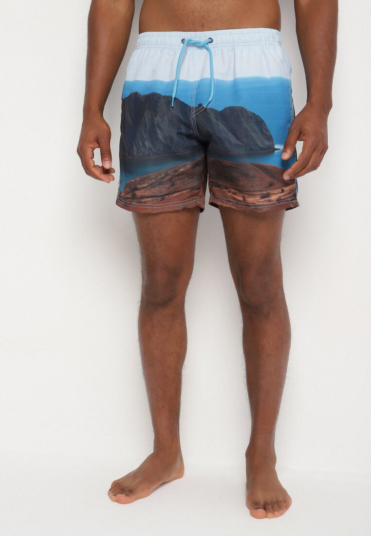 Slip de baie Maro cu imprimeu de palmieri Lillemea