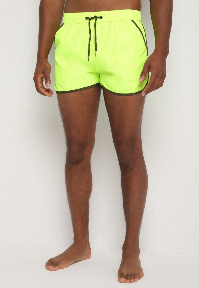 Pantaloni scurți de baie verde deschis cu paspol decorativ și buzunare Folalisa