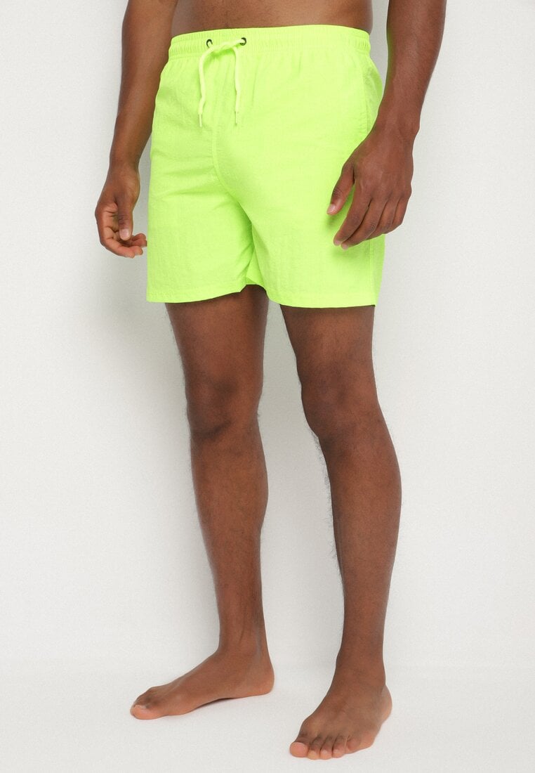 Pantaloni scurți de baie Clasici Verde deschis cu șnur și buzunare Foleona