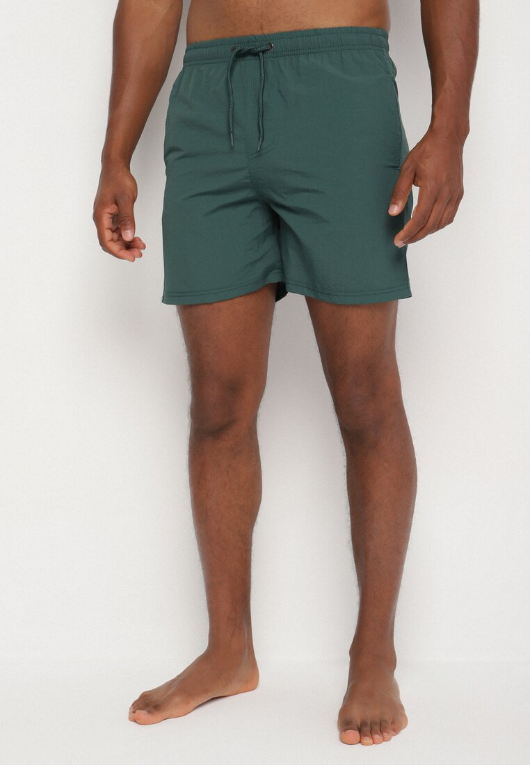 Pantaloni scurți de baie Clasici Verde închis cu cordon și buzunare Foleona