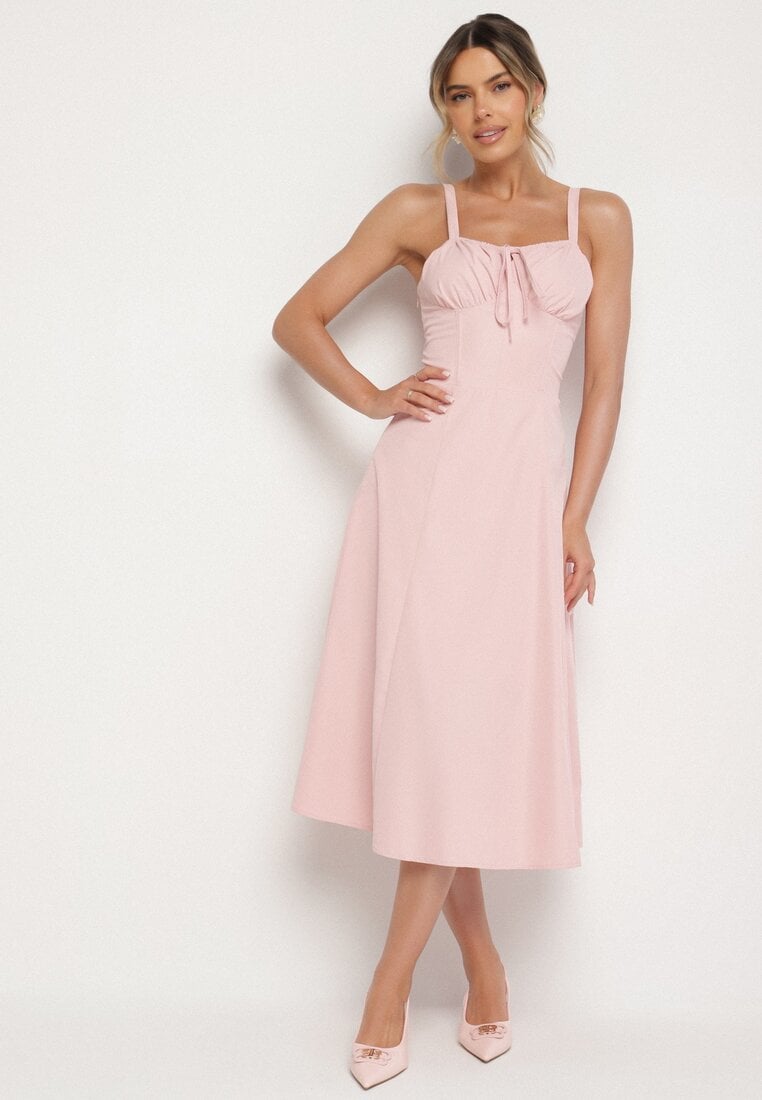 Rochie Roz Evazată Tip Corset Vices Ornată Cu Șnur Ralethea