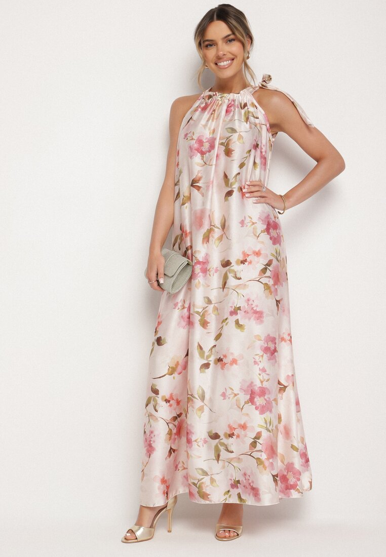 Rochie Roză De satin Cu flori Fenaresia