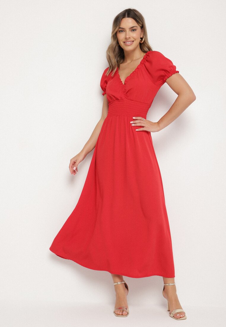 Rochie roșie Decorată cu detalii bufante Dolinossa