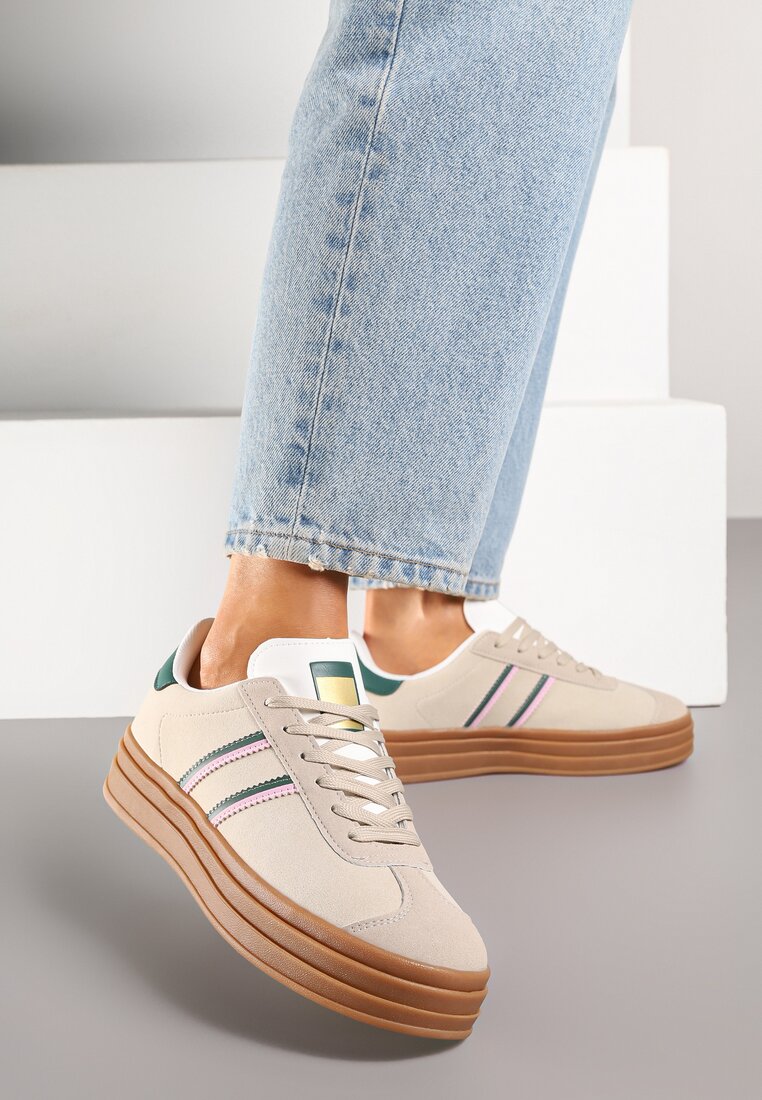 Sneakers Bej cu verde