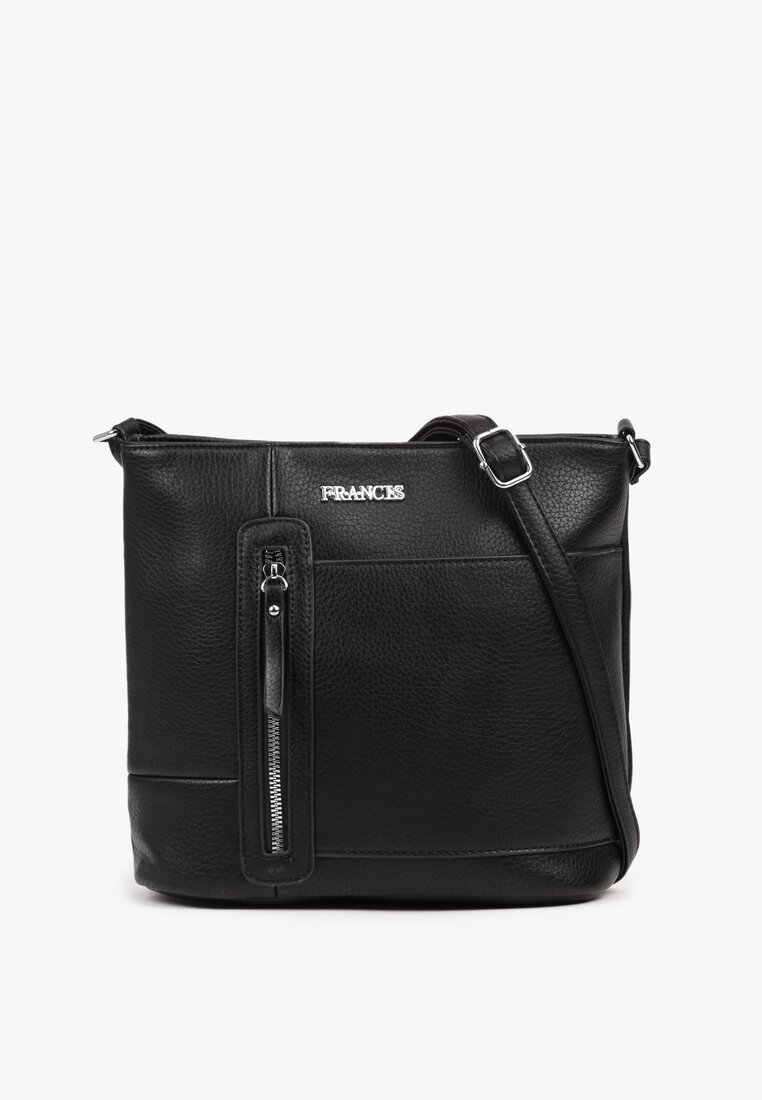 Geantă Neagră de Umăr cu Fermoar Decorativ Dolurea