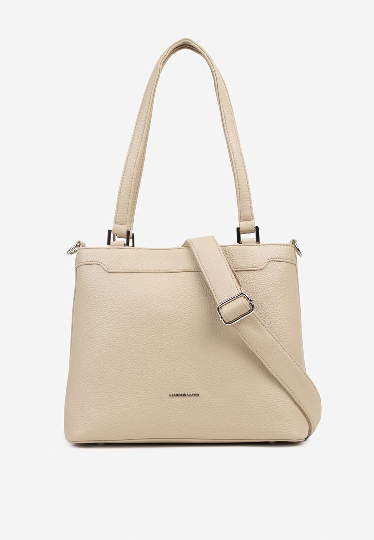 Geantă de umăr Bej închis cu inscripție decorativă Niliona