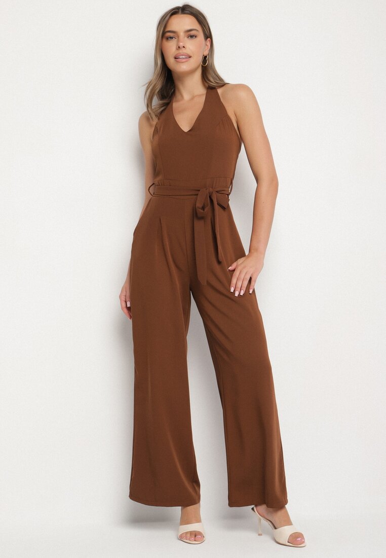 Salopetă Maro Cintră cu Cordon de Legat și cu Spatele Gol Malurea