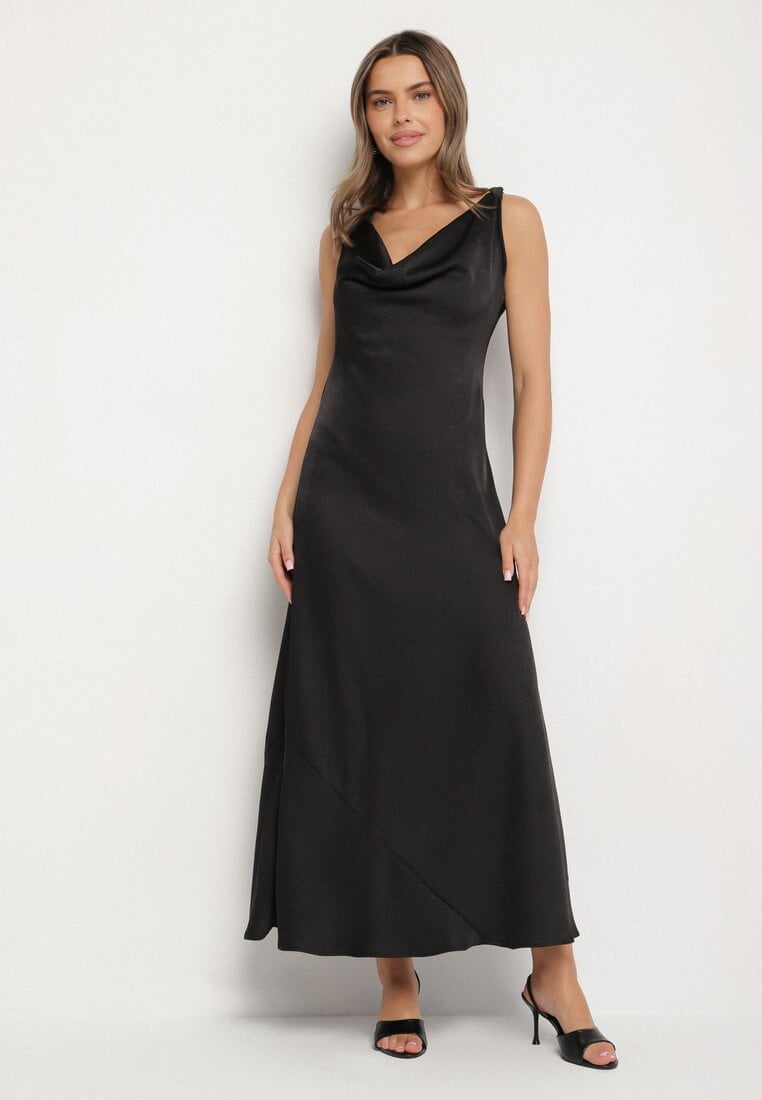 Rochie Neagră Vices cu Spate Decorativ și Legare Zimea