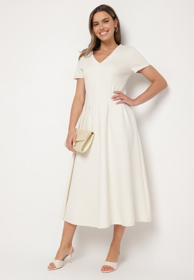 Rochie bej deschis cambrată cu bumbac Zeraviae