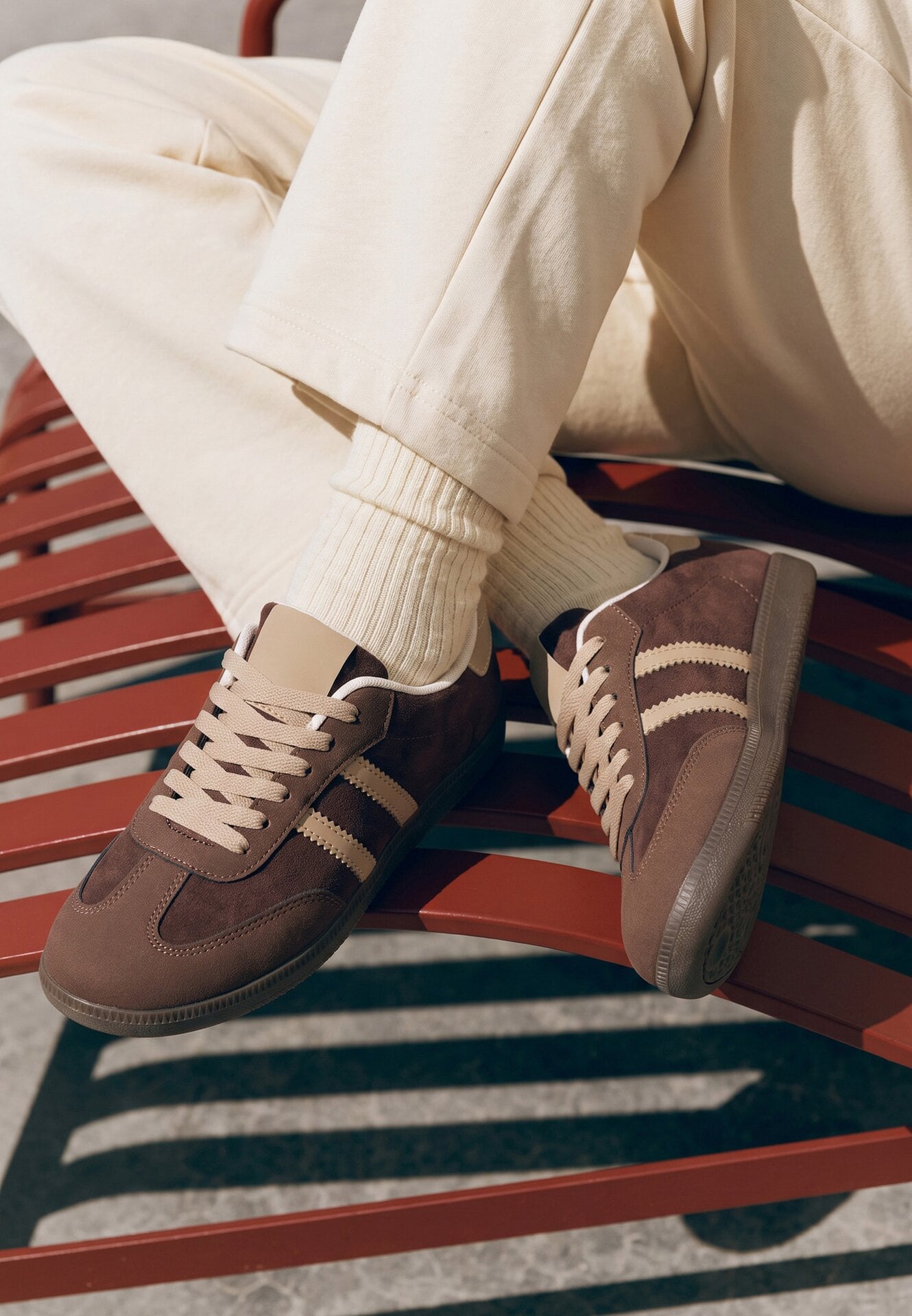 Adidași Maro din Imitație de Piele Întoarsă cu Talpă Plată Memeriana
