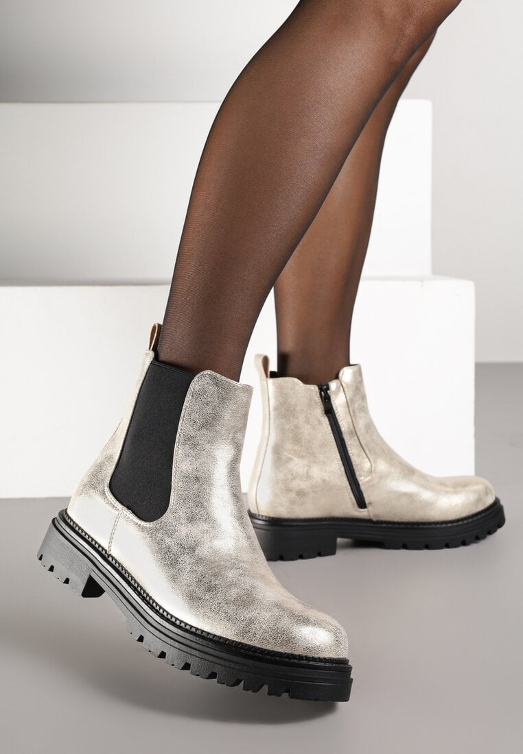 Botine Clasice Aurii tip Chelsea Ilonna