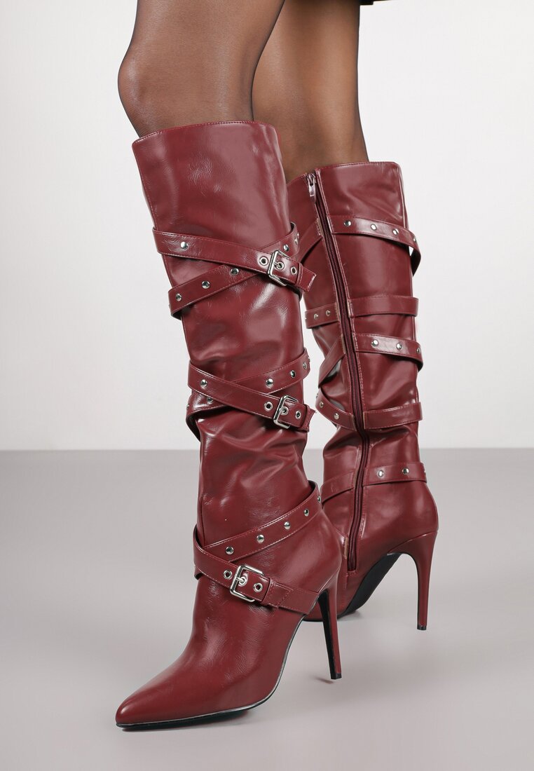 Cizme Bordo cu roșu