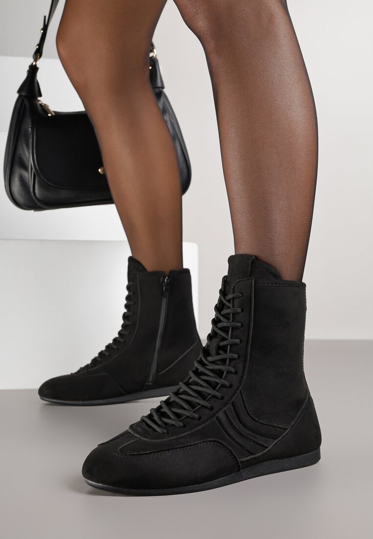 Sneakerși Negri Cu șireturi în stil Box Havanne