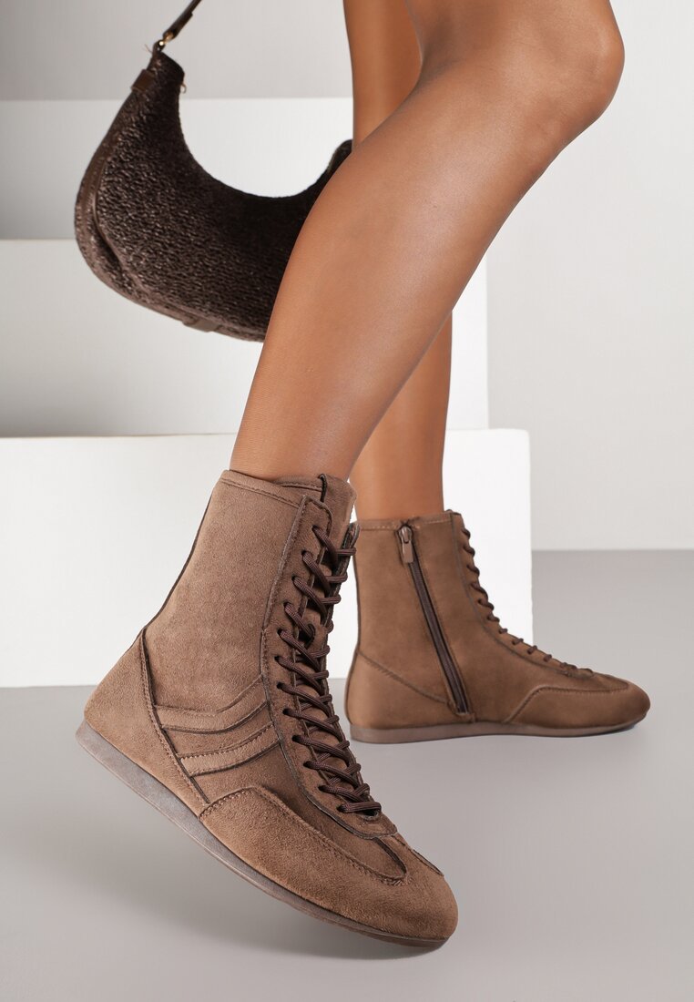 Adidași Maro cu șireturi Stil box Havanne