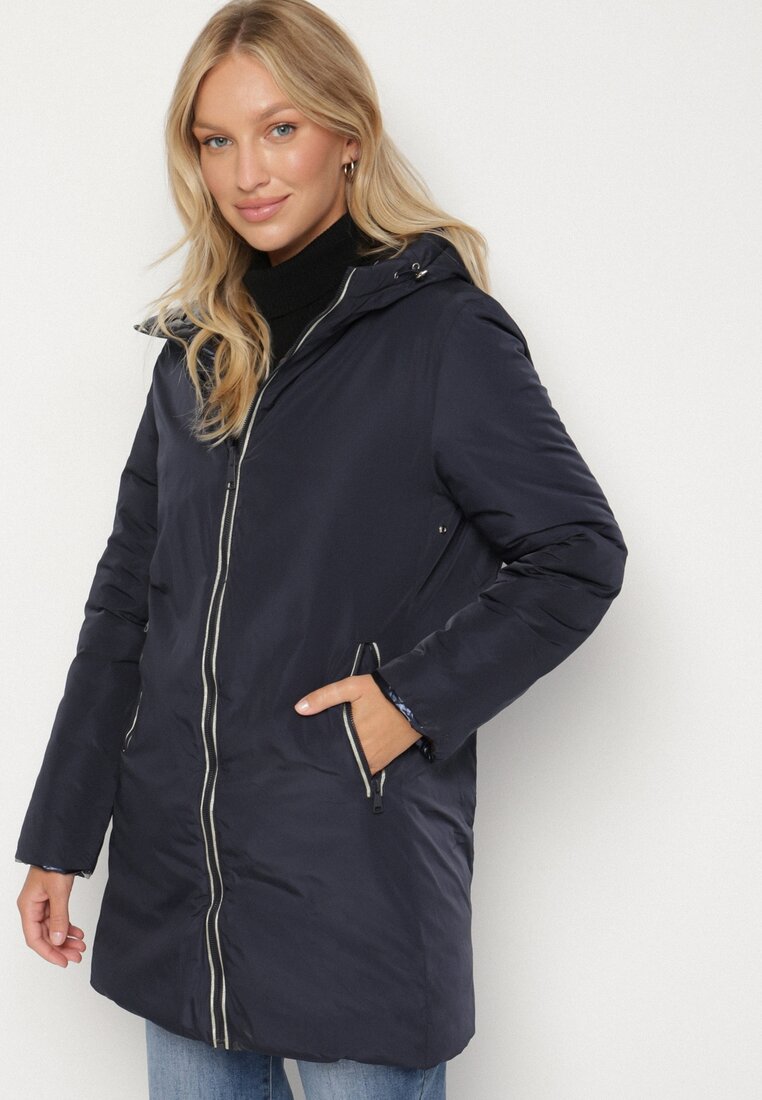 Geacă bleumarin matlasată reversibilă cu glugă Alarrise