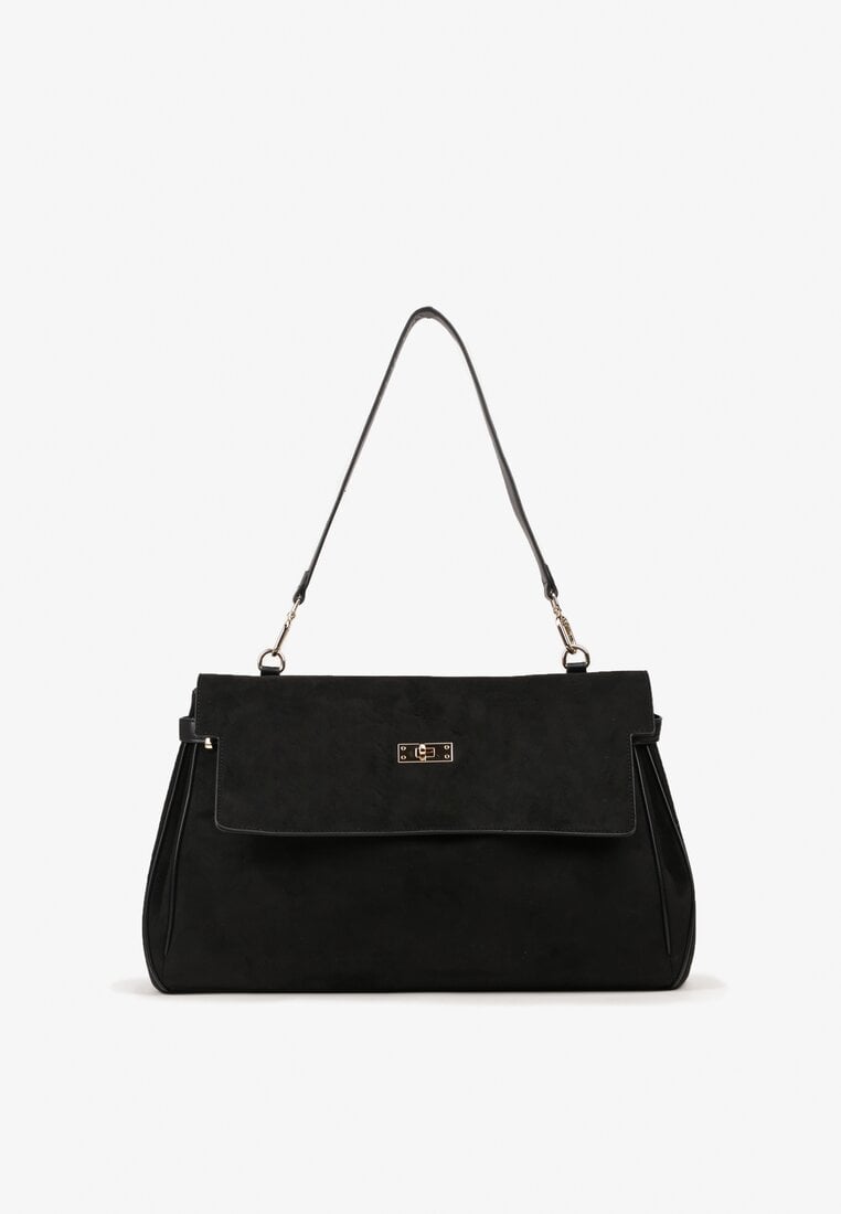 Geantă Neagră Elegantă de umăr tip poștaș din imitație de piele întoarsă Senesse