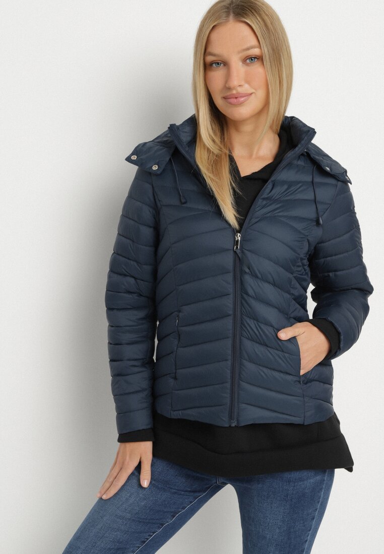 Jachetă Bleumarin Matlasată De tranziție cu glugă Suritta