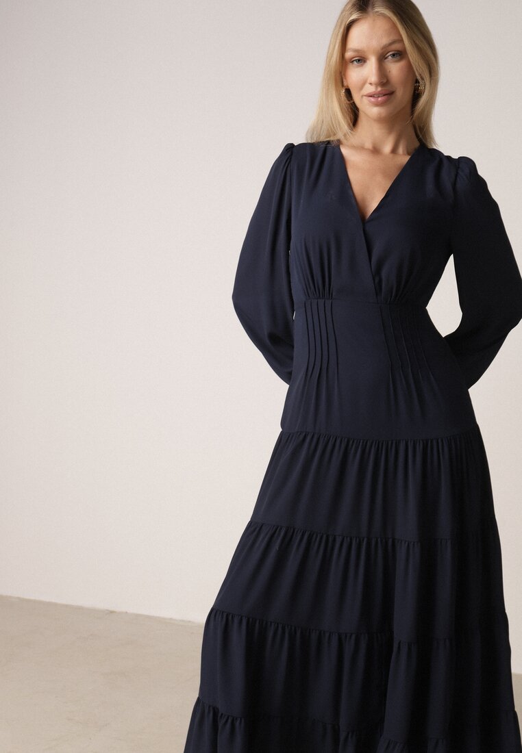 Rochie Bleumarin Evazată Vices cu decolteu petrecut Reslosa