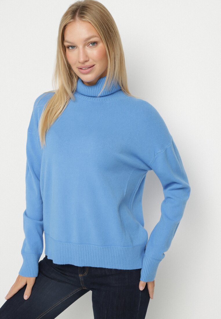 Pulover pe gât Albastru