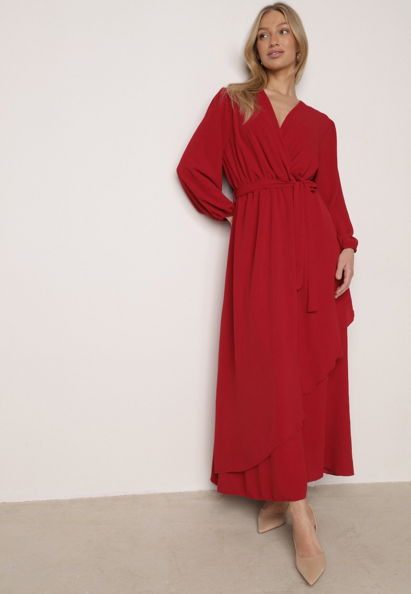 Rochie Roșie Tip petrecut Asimetrică De cocktail Cu viscoză Ornată cu o curea Lanoresa