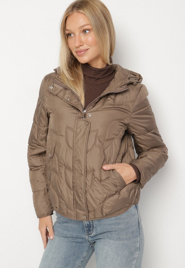 Geacă Maro De Tranziție cu Matlasare Originală și Glugă Aruvitte